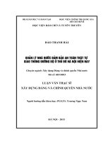 QUẢN lý NHÀ nước đảm bảo AN TOÀN TRẬT tự GIAO THÔNG ĐƯỜNG bộ ở THỦ đô hà nội HIỆN NAY 