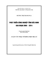 PHÁT TRIỂN CÔNG NGHIỆP TỈNH bắc NINH GIAI đoạn 2005 – 2014 