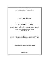 Ý NIỆM SỐNG – CHẾT TRONG CA từ của TRỊNH CÔNG sơn 