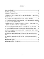 Phân tích cán cân thương mại việt trung giai đoạn 1990 2014 và dự báo năm 2015 bản chính