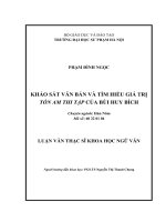 KHẢO sát văn bản và tìm HIỂU GIÁ TRỊ tồn AM THI tập của bùi HUY BÍCH 