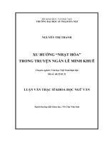 XU HƯỚNG “NHẠT hóa” TRONG TRUYỆN NGẮN lê MINH KHUÊ 