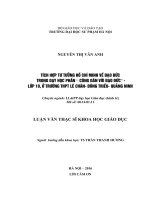 TÍCH hợp tư TƯỞNG hồ CHÍ MINH về đạo đức TRONG dạy học PHẦN “ CÔNG dân với đạo đức”   lớp 10, ở TRƯỜNG THPT lê CHÂN  ĐÔNG TRIỀU  QUẢNG NINH