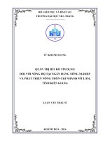 Quản trị rủi ro tín dụng đối với nông hộ tại ngân hàng nông nghiệp và phát triển nông thôn chi nhánh mỹ lâm, tỉnh kiên giang 
