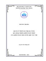 Quản lý thuế giá trị gia tăng qua hoạt động kiểm toán thuế của kiểm toán nhà nước khu vực VIII 