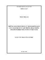 Những giải pháp pháp lý nhằm kiểm soát các giao dịch tư lợi trong hoạt động doanh nghiệp nhà nước ở
