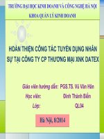 HOÀN THIỆN CôNG tác TUYỂN DỤNG NHÂN sự tại CễNG TY CP THƯƠNG mại XNK DATEX 