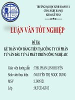 KẾ TOÁN vốn BẰNG TIỀN tại CÔNG TY cổ PHẦN tư vấn đầu tư và PHÁT TRIỂN CÔNG NGHỆ AIC 