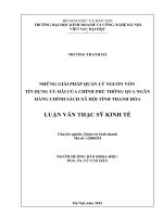 NHỮNG GIẢI PHÁP QUẢN lý NGUỒN vốn tín DỤNG ưu đãi của CHÍNH PHỦ THÔNG QUA NGÂN HÀNG CHÍNH SÁCH xã hội TỈNH THANH hóa 