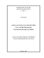 Nâng cao năng lực chuyên môn của cán bộ thanh tra tại thanh tra bộ tài chính