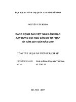 Đảng cộng sản việt nam lãnh đạo xây dựng đội ngũ cán bộ tư pháp từ năm 2001 đến năm 2011 (TT)