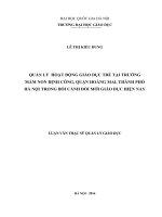 Quản lý hoạt động giáo dục trẻ tại trường mầm non Định Công, quận Hoàng Mai, thành phố Hà Nội, trong bối cảnh đổi mới giáo dục hiện nay