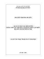 Quản lý đào tạo, bồi dưỡng giảng viên các trường cao đẳng công lập trên địa bàn thành phố Hà Nội