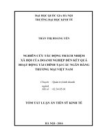 Nghiên cứu tác động trách nhiệm xã hội của doanh nghiệp đến kết quả hoạt động tài chính tại các ngân hàng thương mại việt nam 