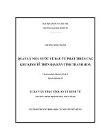 Quản lý nhà nước về đầu tư phát triển các khu kinh tế trên địa bàn tỉnh Thanh Hóa