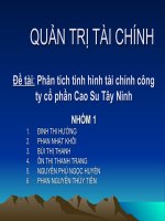 Thuyết trình môn quản trị tài chính phân tích tình hình tài chính công ty cổ phần cao su tây ninh