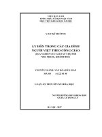 Ly hôn trong các gia đình người Việt theo Công giáo (qua nghiên cứu giáo xứ Chợ Mới, Nha Trang, Khánh Hòa) (LA tiến sĩ)
