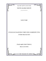 Sử dụng đất đai để phát triển nông nghiệp bền vững ở tỉnh Thái Nguyên