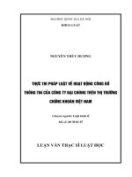 Thực thi pháp luật về hoạt động công bố thông tin của công ty đại chúng trên thị trường chứng khoán Việt Nam