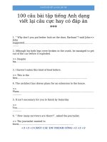 100 câu bài tập tiếng anh dạng viết lại câu cực hay có đáp án