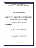 Đánh giá ảnh hưởng một số chỉ tiêu của nước thải sinh hoạt đến chất lượng nước sông Khan, thành phố Luang Prabang, Lào
