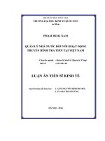 Quản lý nhà nước đối với hoạt động truyền hình trả tiền ở Việt Nam (LA tiến sĩ)