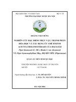 Nghiên cứu đặc điểm thực vật, thành phần hóa học và tác dụng ức chế enzym acetylcholinesterase của hai loài Piperthomsonii (C.DC.) Hook.f.var thomsonii và Piperhymenophyllum Mig., Piperaceae (LA tiến sĩ)