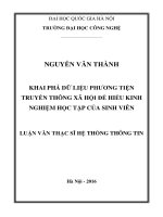 Khai phá dữ liệu phương tiện truyền thông xã hội để hiểu kinh nghiệm học tập của sinh viên