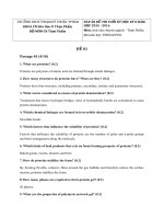 Đáp án thi học kì môn Anh văn chuyên ngành thực phẩm (Trường đại học sư phạm kĩ thuật TP.HCM)