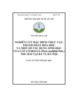 Nghiên cứu đặc điểm thực vật, thành phần hóa học và một số tác dụng sinh học của cây Cỏ seo gà (Pteris multifida Poir.) thu hái tại Ba Vì, Hà Nội (LA tiến sĩ)