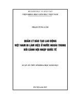Quản lý đào tạo lao động Việt Nam đi làm việc ở nước ngoài trong bối cảnh hội nhập quốc tế (LA tiến sĩ)