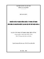 Nghiên cứu áp dụng đồng quản lý trong sử dụng bền vững tài nguyên nước tại khu vực hồ thủy điện Sơn La