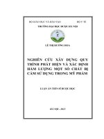 Nghiên cứu xây dựng quy trình phát hiện và xác định hàm lượng một số chất bị cấm sử dụng trong mỹ phẩm (LA tiến sĩ).