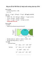 Đáp án thi học kì môn Hoá kĩ thuật môi trường (Trường đại học sư phạm kĩ thuật TP.HCM)