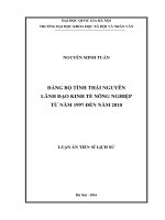 Đảng bộ tỉnh Thái Nguyên lãnh đạo kinh tế nông nghiệp từ năm 1997 đến năm 2010.