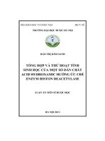 Tổng hợp và thử hoạt tính sinh học của một số dẫn chất acid hydroxamic hướng ức chế enzym histon deacetylase (LA tiến sĩ).