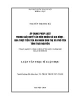 Áp dụng pháp luật trong giải quyết án Hôn nhân và gia đình - Qua thực tiễn tòa án nhân dân thị xã Phổ Yên tỉnh Thái Nguyên