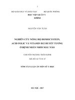 Nghiên cứu nồng độ homocystein, acid folic và vitamin b12 huyết tương ở bệnh nhân nhồi máu não (TT) 