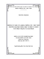 Phòng Tư Liệu Của Khoa Thông Tin - Thư Viện Trường Đại Học Khoa Học Xã Hội Và Nhân Văn Thực Trạng Và Giải Pháp