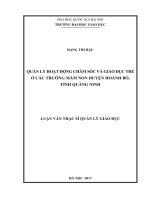 Quản lý hoạt động chăm sóc và giáo dục trẻ ở các trường mầm non huyện hoành bồ, tỉnh quảng ninh 