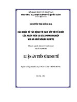 Các nhân tố tác động tới cam kết với tổ chức của nhân viên tại các doanh nghiệp vừa và nhỏ ngành dịch vụ (LA tiến sĩ)