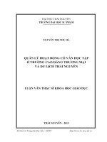 Quản lý hoạt động cố vấn học tập ở trường cao đẳng thương mại và du lịch thái nguyên