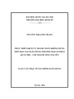 Phát triển dịch vụ thanh toán không dùng tiền mặt tại ngân hàng thương mại cổ phần quân đội   chi nhánh thái nguyên 