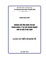 Nghiên cứu ứng dụng tin học trong quản lý tại các doanh nghiệp nhỏ và vừa ở Việt Nam (LA tiến sĩ)
