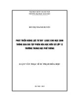 Phát triển năng lực tư duy logic cho học sinh thông qua bài tập phần hoá học hữu cơ lớp 12 trường trung học phổ thông 