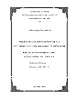 Nghiên Cứu Các Tiêu Chuẩn Việt Nam Về Thông Tin Tư Liệu Khoa Học Và Công Nghệ