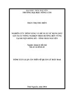 Nghiên cứu tiềm năng và đề xuất sử dụng đất sản xuất nông nghiệp theo hướng bền vững tại huyện Đồng Hỷ, tỉnh Thái Nguyên