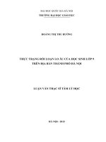 Thực trạng rối loạn lo âu của học sinh lớp 9 trên địa bàn thành phố hà nội 