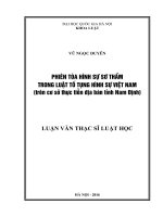 Phiên tòa hình sự sơ thẩm trong luật tố tụng hình sự việt nam (trên cơ sở thực tiễn địa bàn tỉnh nam định) 
