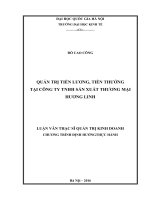 Quản trị tiền lương, tiền thưởng tại công ty TNHH sản xuất thương mại hương linh 